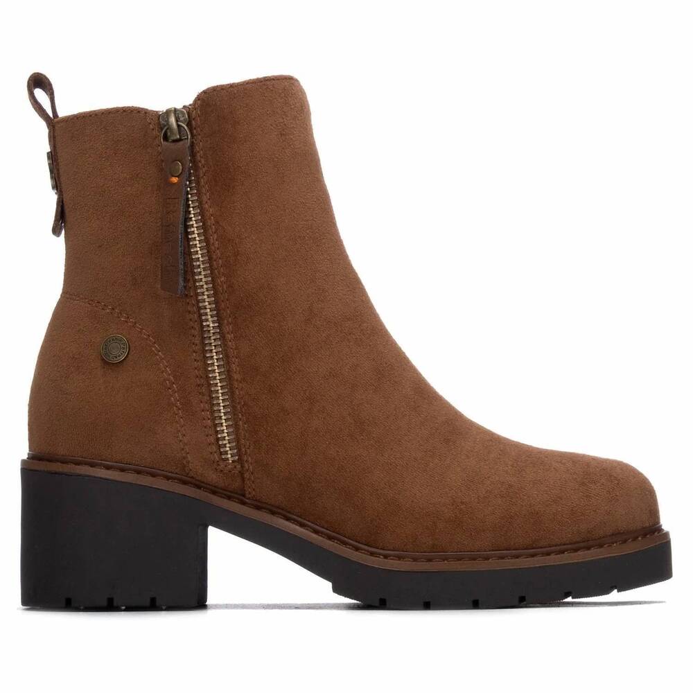 NEW REFRESH women's casual suede ankle booties in camel